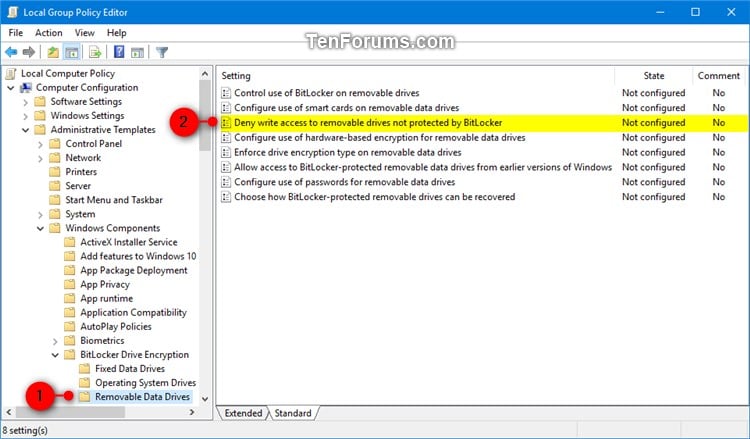 Pakistan væbner Tomhed Deny Write Access to Removable Drives not Protected by BitLocker | Tutorials