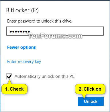 fluiten Sleutel telegram Turn On or Off Auto-unlock for BitLocker Drive in Windows 10 | Tutorials