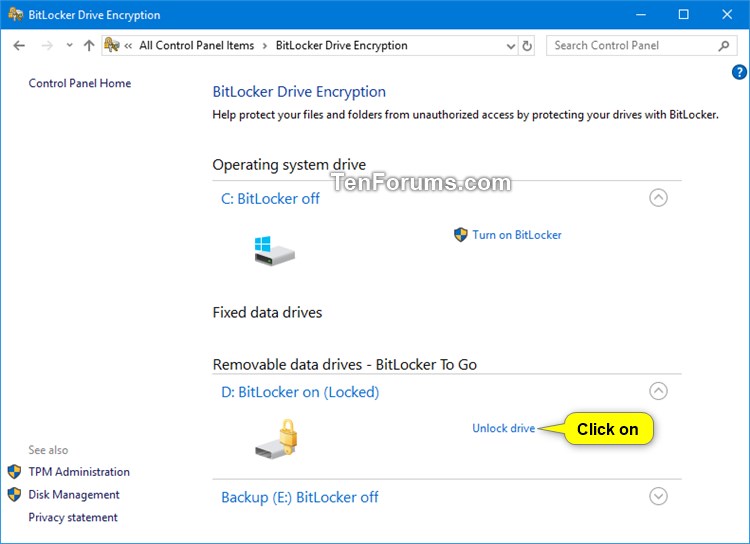 Unlock Fixed or Removable BitLocker Drive in Windows-unlock_bitlocker_drive_in_control_panel.jpg