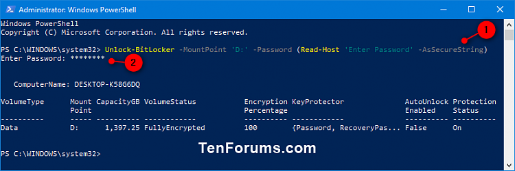 Unlock Fixed or Removable BitLocker Drive in Windows-unlock_bitlocker_drive_with_password_powershell-1.png