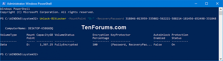 Unlock Fixed or Removable BitLocker Drive in Windows-unlock_bitlocker_drive_with_recovery_key_powershell-2.png