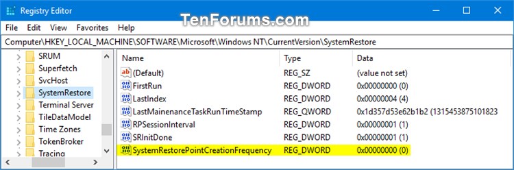 Change System Restore Point Creation Frequency in Windows 10-regedit.jpg