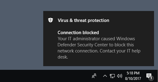 Enable Windows Defender Exploit Guard Network Protection in Windows 10-windows_defender_network_protection_notification.png