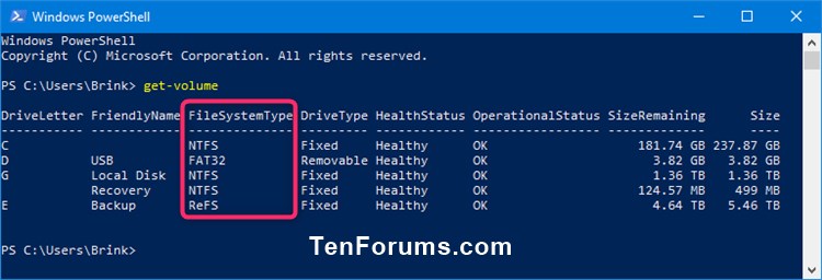 Determine File System of Drive in Windows 10-drive_file_system_diskpart_powershell.jpg