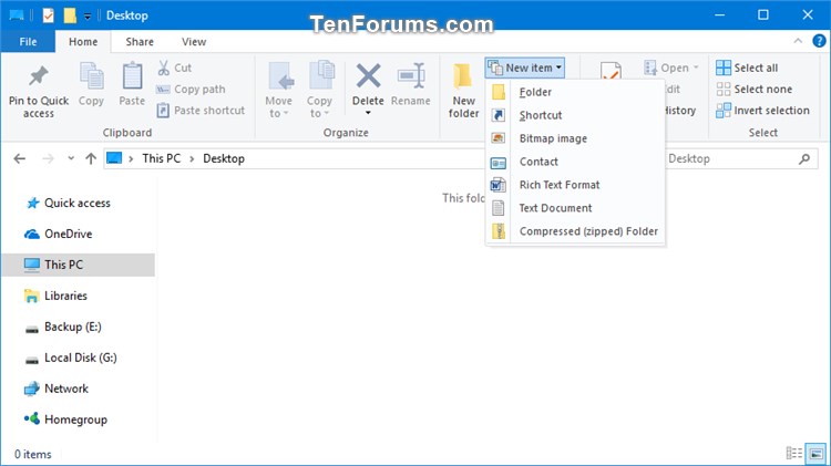 Add or Remove Default New Context Menu Items in Windows 10-ribbon_new_item.jpg
