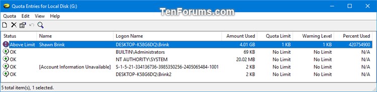 Enable or Disable to Enforce Disk Quota Limits in Windows-quota_entries.jpg