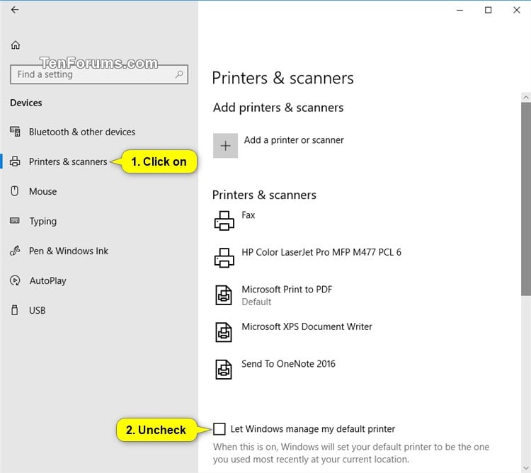 How To Set A Default Printer In Windows 10 Tutorials