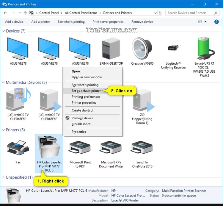 How To Set A Default Printer In Windows 10 Tutorials