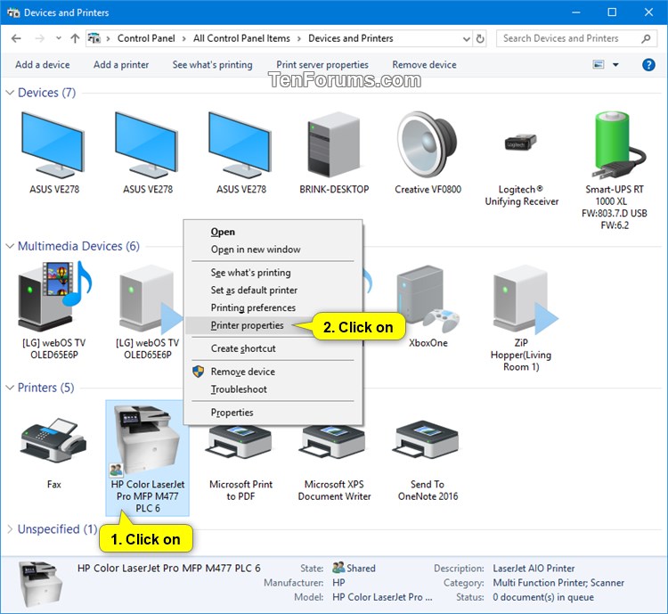rename a printer in windows 10