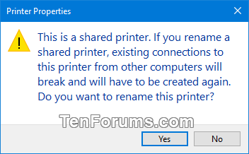 how do you rename a printer in windows 10