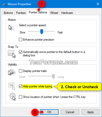 pellet space cavity Turn On or Off Hide Pointer While Typing in Windows | Tutorials
