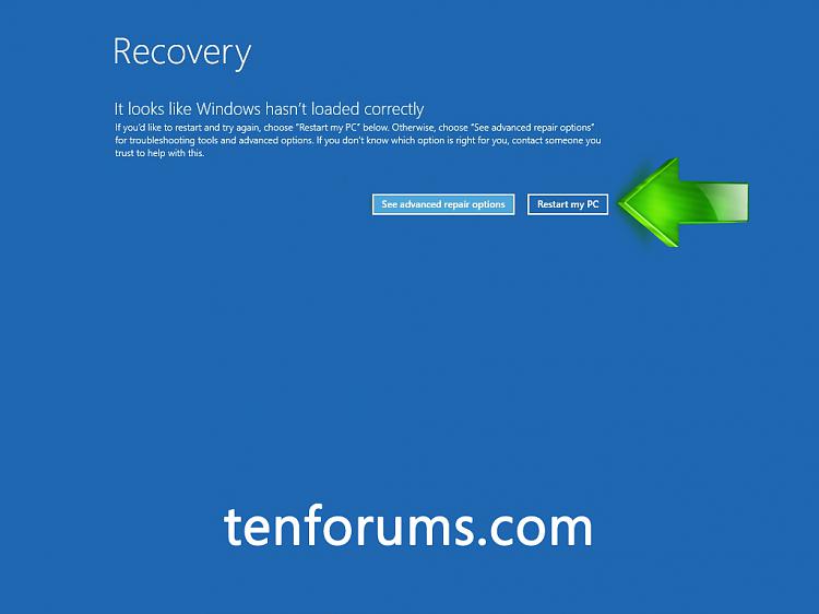 Troubleshoot Windows 10 failure to boot using Recovery Environment-recovery-restart-pc.jpg