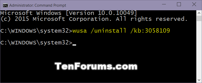 uninstall windows 10 command line