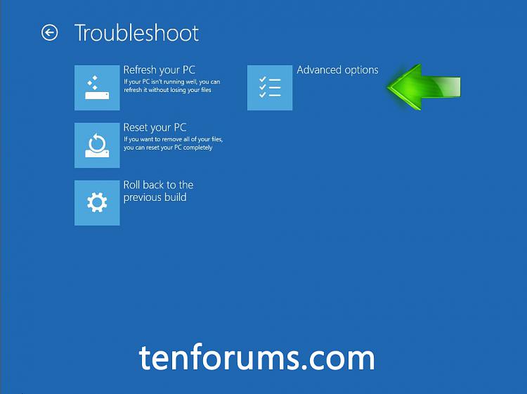 Troubleshoot Windows 10 failure to boot using Recovery Environment-click-advanced-options.jpg