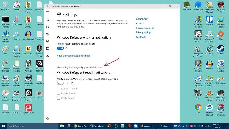 turn off windows firewall notifications windows 10 group policy