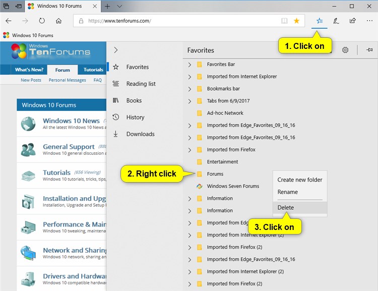 Add or remove microsoft edge favorites in windows 10 browsers email 