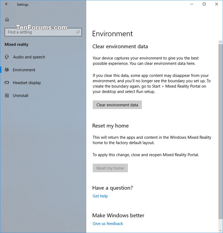 Add or Remove Mixed Reality page from Settings in Windows 10-mixed-reality-environment-settings.jpg