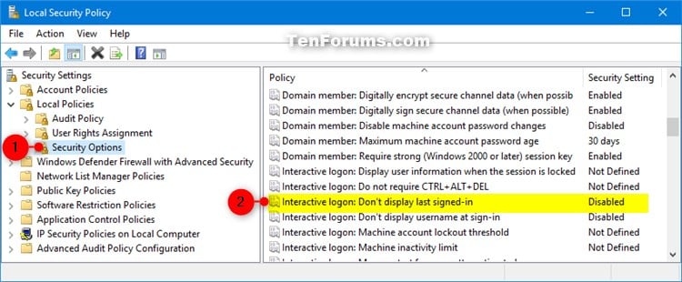 Do Not Display Last Signed-in User Name on Windows 10 Sign-in | Tutorials