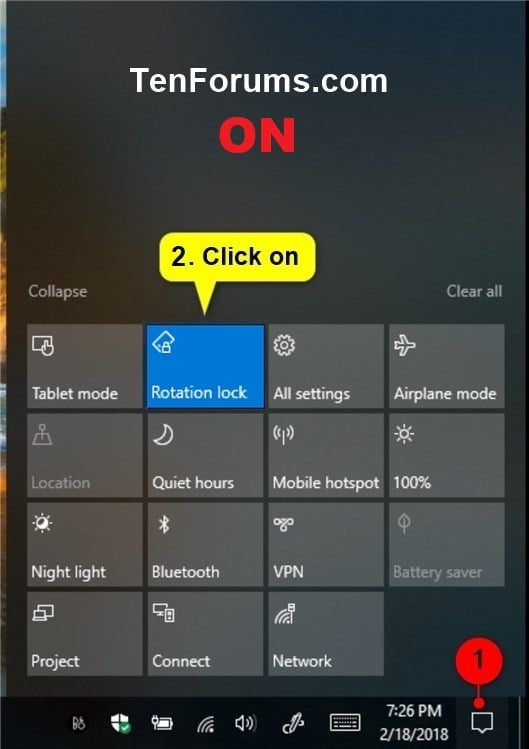 windows 10 screen rotation lock