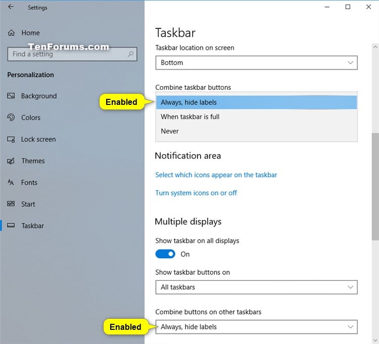 Enable Or Disable Grouping Of Taskbar Buttons In Windows Tutorials