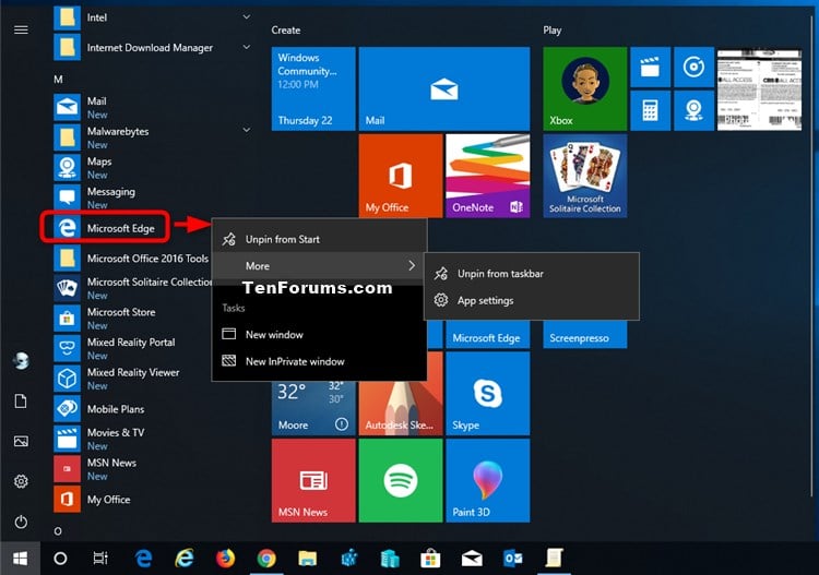 Open and Use All apps in Start menu in Windows 10 Tutorials