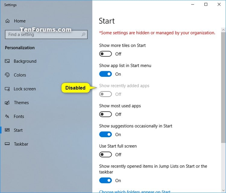 Enable or Disable Recently Added apps on Start Menu in Windows 10-recently_added_apps_list_in_start_menu_disabled.jpg
