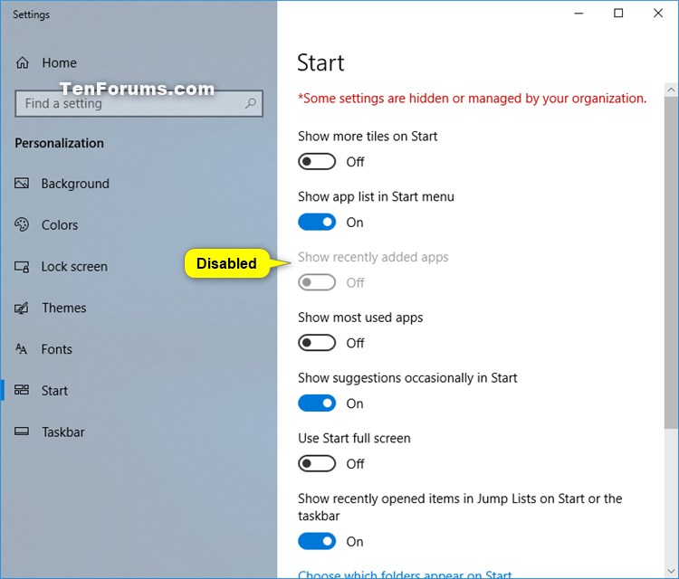 Enable or Disable Recently Added apps on Start Menu in Windows 10-recently_added_apps_list_in_start_menu_disabled.jpg