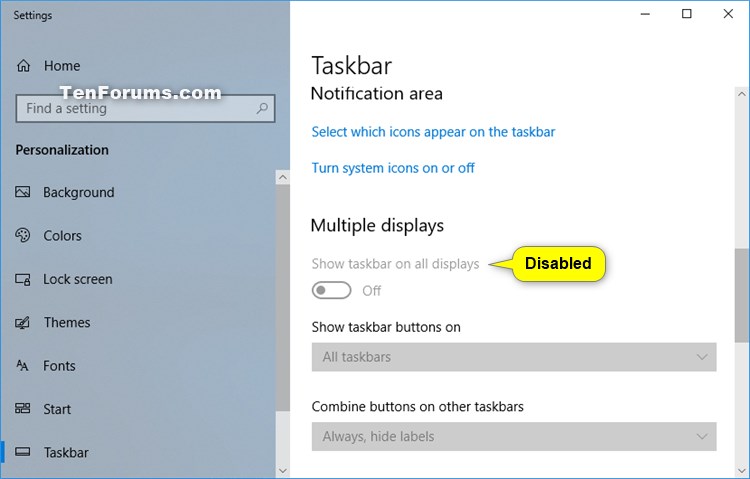Enable or Disable Show Taskbar on All Displays in Windows 10-show_taskbar_on_all_displays_disabled.jpg