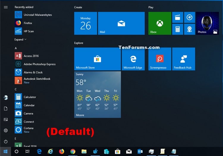 Add Or Remove All Apps List In Start Menu In Windows 10 Tutorials