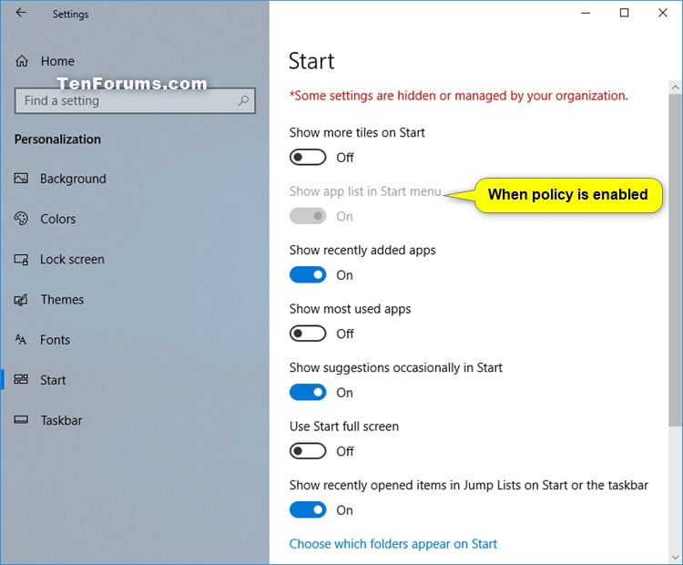 Add Or Remove All Apps List In Start Menu In Windows 10 Tutorials