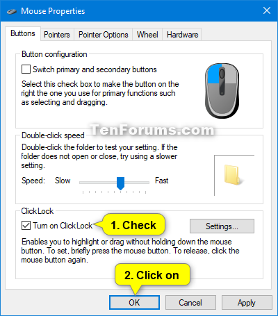 Turn On Or Off Mouse Clicklock In Windows Tutorials - roblox auto clicker laptop computers