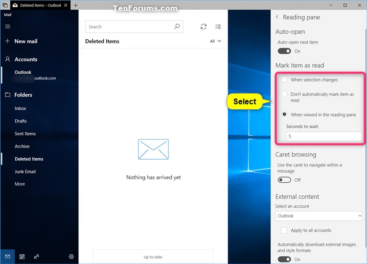 Change How to Automatically Mark Item as Read in Windows 10 Mail app-mail_reading_pane-2.jpg