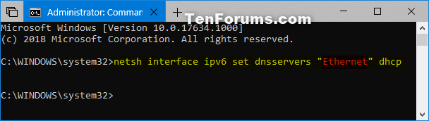 Change IPv4 and IPv6 DNS Server Address in Windows-netsh_interface_ipv6_dhcp.png