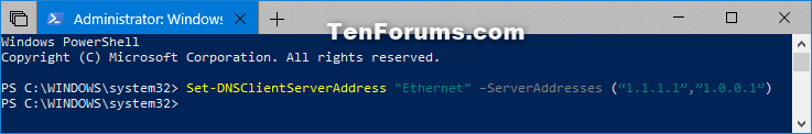 Change IPv4 and IPv6 DNS Server Address in Windows-change_ipv4_dns_address_powershell.png