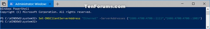 Change IPv4 and IPv6 DNS Server Address in Windows-change_ipv6_dns_address_powershell.jpg