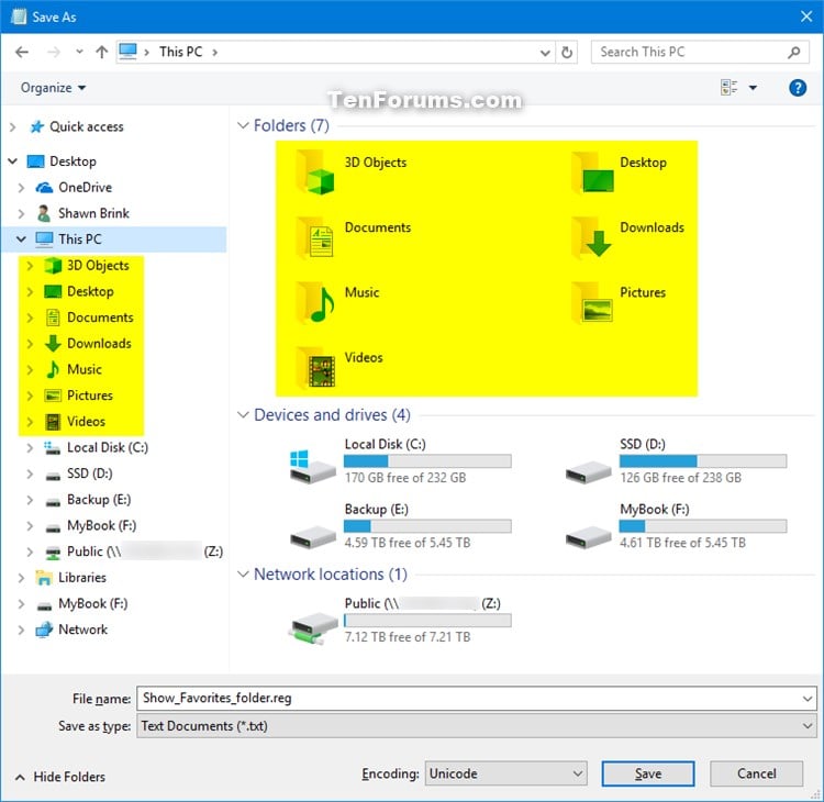 Hide or Show User Profile Personal Folders in Windows 10 File Explorer-this_pc_folders_save_as.jpg