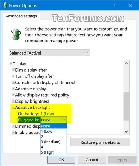 Add or Remove Adaptive backlight from Power Options in Windows 10 | Tutorials Add or Remove Adaptive backlight from Power Options in Windows 10 | Tutorials