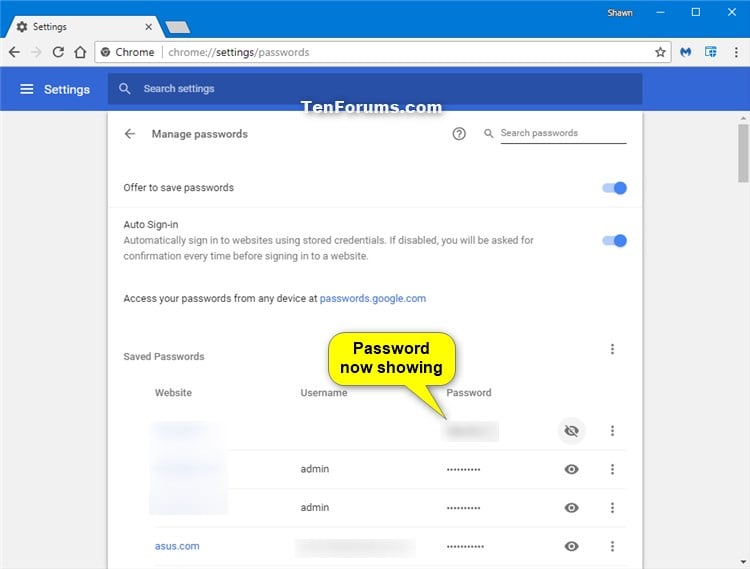 Saving your password / Signing in automatically