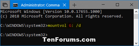 Remove Drive Letter in Windows 10-mountvol.png