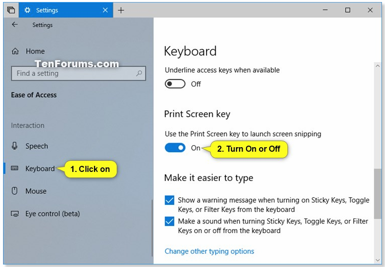 arm Nøjagtig Bebrejde Turn On Use Print Screen Key to Launch Screen Snipping in Windows 10 |  Tutorials