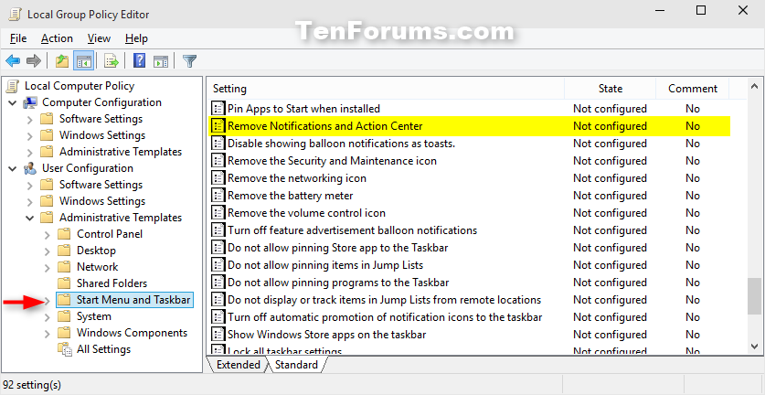 Enable or Disable Action Center in Windows 10 | Tutorials