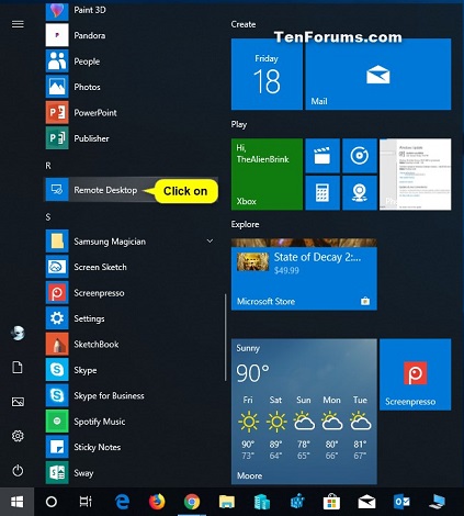 Add Remote Desktop Connection in Remote Desktop app on Windows 10 PC-remote_desktop_app_in_start_menu_all_apps.jpg