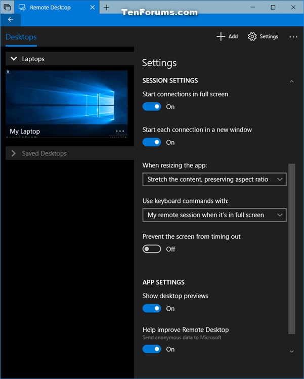 Change Global Settings in Remote Desktop app on Windows 10 PC-remote_desktop_app_settings-2.jpg