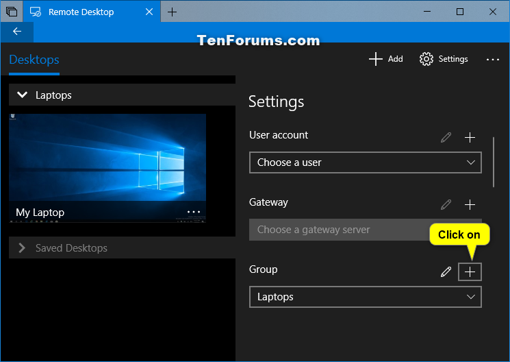 Manage Groups in Remote Desktop app on Windows 10 PC-remote_desktop_app_settings_add_group-1.png