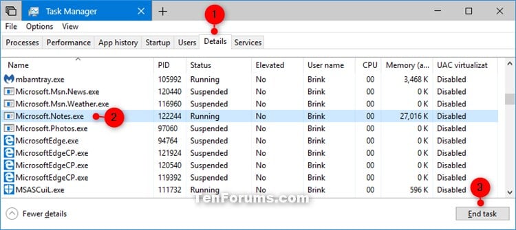 Windows 10-end_task_sticky_notes-1.jpg'de Yapışkan Notları Yedekleyin ve Geri Yükleyin