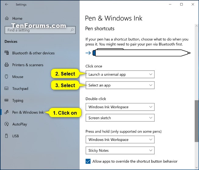 Change Pen Shortcut Button Settings in Windows 10-pen_shortcuts_click_once-6.jpg