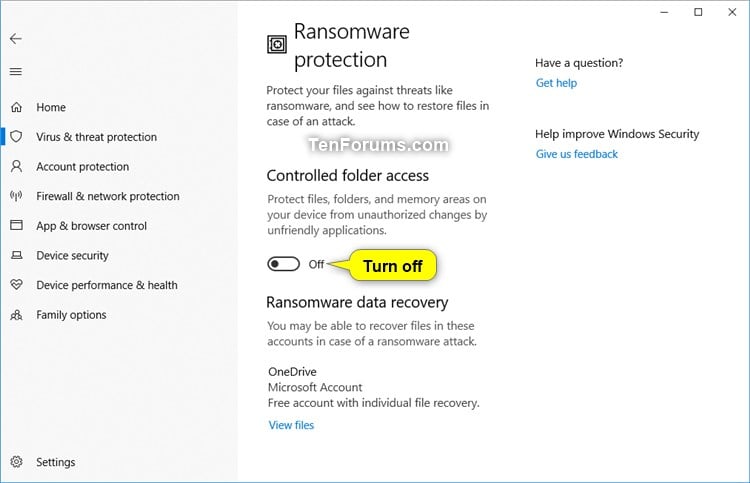 windows defender folder protection