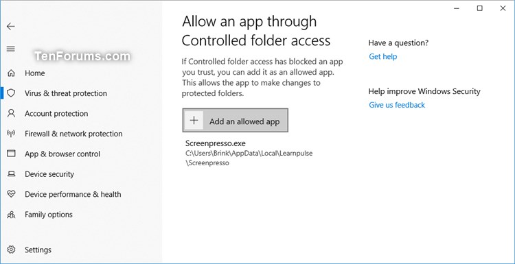 Add Allow App through Controlled Folder Access context menu Windows 10-windows_security_controlled_folder_access.jpg