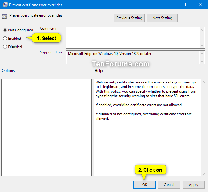 Disable Certificate Error Overrides In Microsoft Edge In Windows | My ...