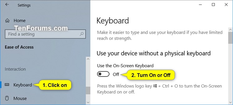 turn off on screen keyboard windows 10